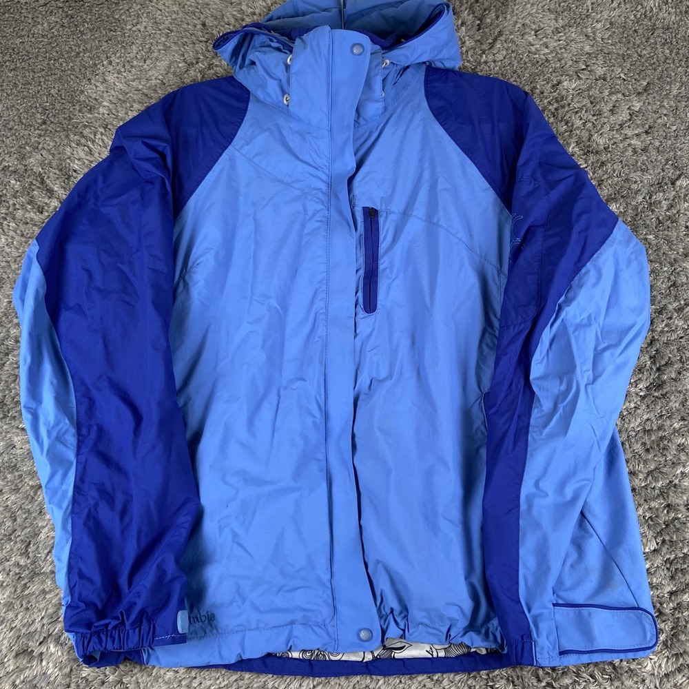Columbia Bugaboo Interchange Ski Jacket Womens M Blue Omni-Tech Waterproof Coat
